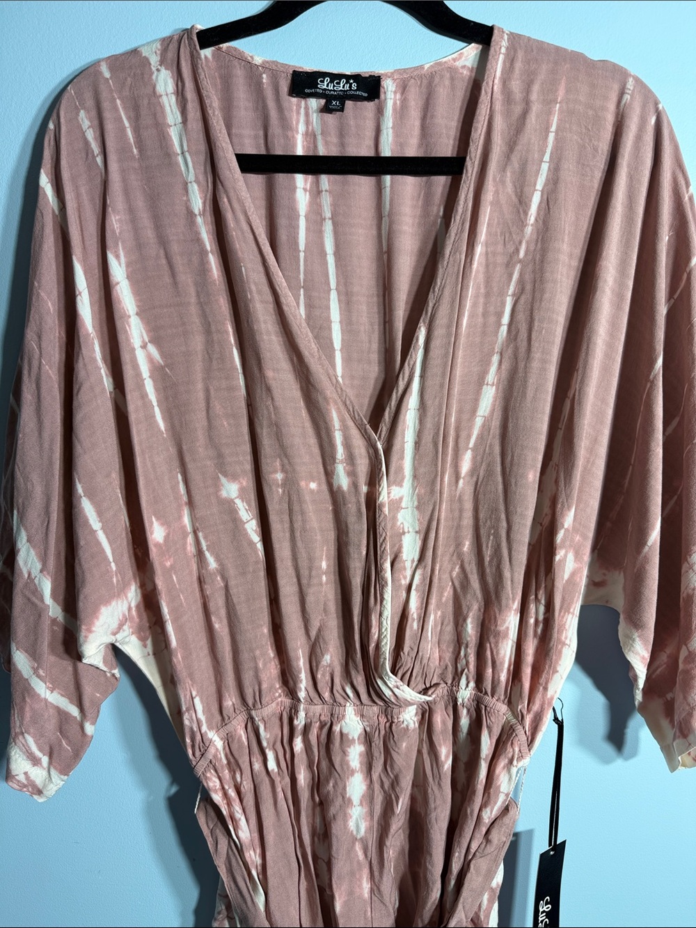 Lulus Walking on Air Mauve Pink Tie-Dye Belted Romper Size XL – NWT - Picture 5 of 11